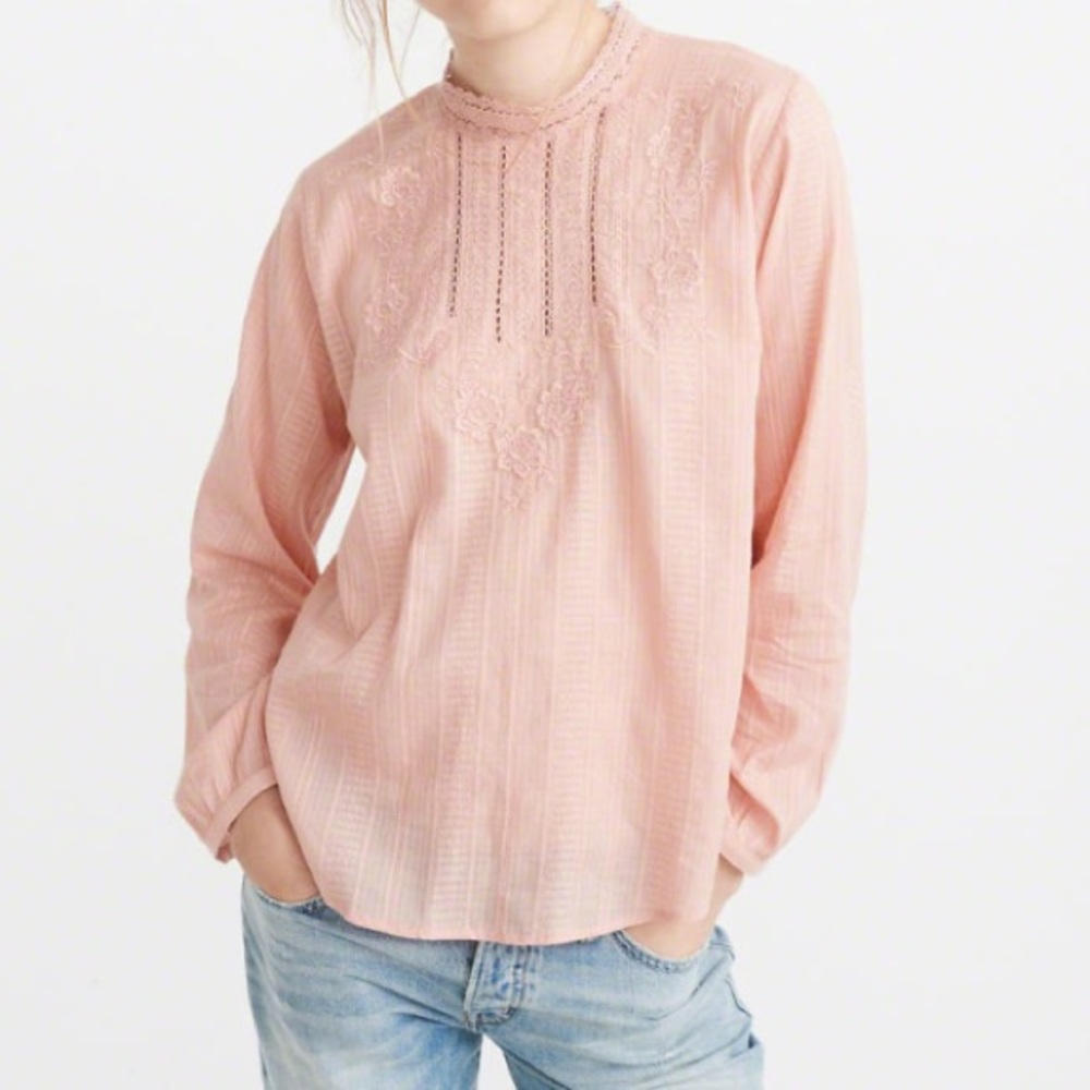 Pink Lace Longsleeve Blouse